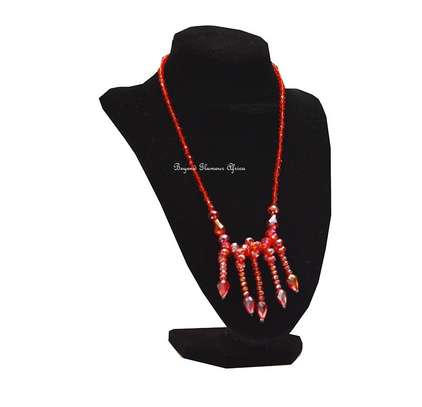 Womens Red crystal jewelry necklace and earrings set image 1