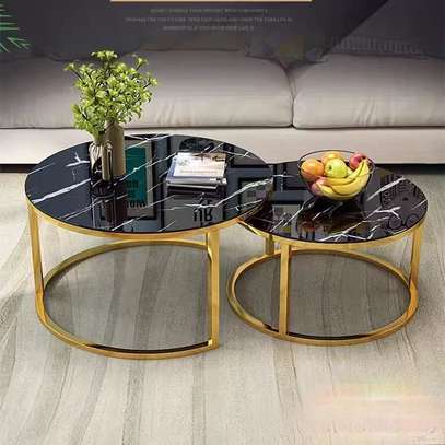Living Room Marble Nesting Coffee Table Set image 1