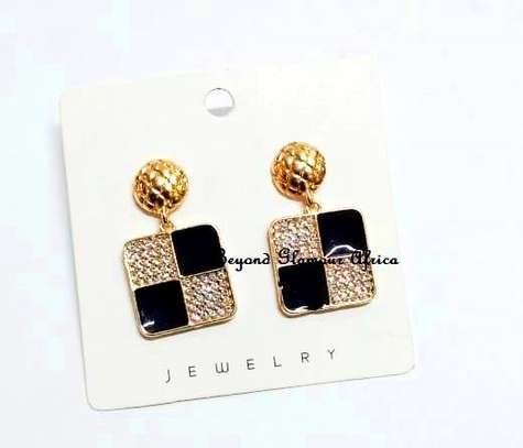 Ladies Gold Plated Square Fashion Earrings image 3