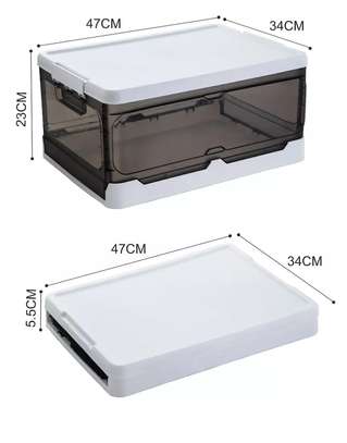 Foldable storage box home organizer with lid -Clear black image 1