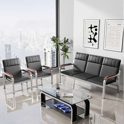 5 Seater Office Leather Waiting Office Sofas image 7
