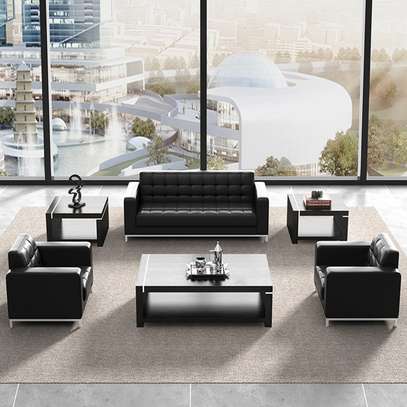 Modern 5-Seater Leather Couch for Office Spaces image 1