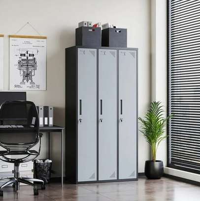 Office Cabinet: Gray 3 Long Doors Office Store Cabinet image 1
