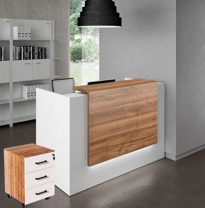 Reception Desk: Sleek 1.2m White Desk, Ideal For Small Space image 4
