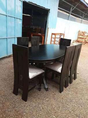 Black Six Seater Dining Table image 1