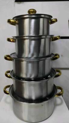 Gold handle Stainless steel cookware pots image 1