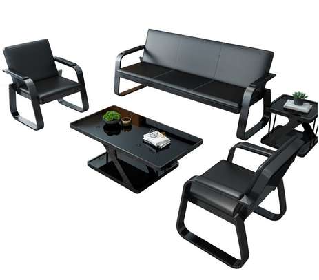 Office Sofa:  5-Seater Black Office Reception Sofa image 2