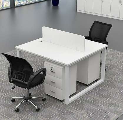 Office Desk: White Modular Two Seater Workstation image 1