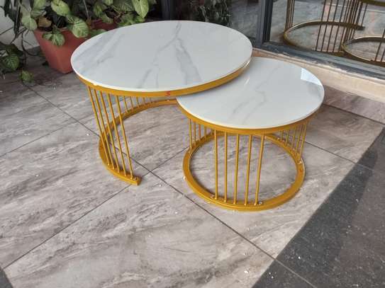 Glass Nesting Tables with Marble Effect image 1
