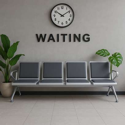 Office Bench; 4 Heavy Gauge Seater Metal Waiting Bench image 1