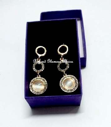 Womens Gold Tone Drop earrings with box image 1