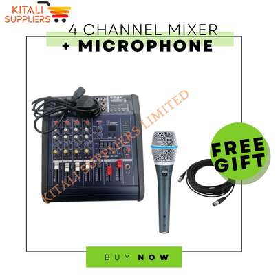 4 channel mixer with wired microphone image 3