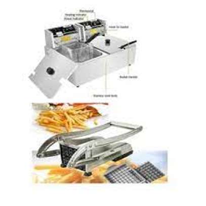WNGREAT 12L Double Electric Deep Fryer with potato chipper image 3