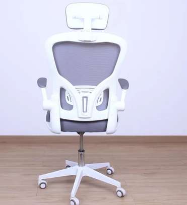 Office Chair: Grey Swivel Ergonomic Modern Seat image 3