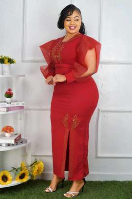 Elegant  Long Dress with Sheer Puffed Sleeves image 5