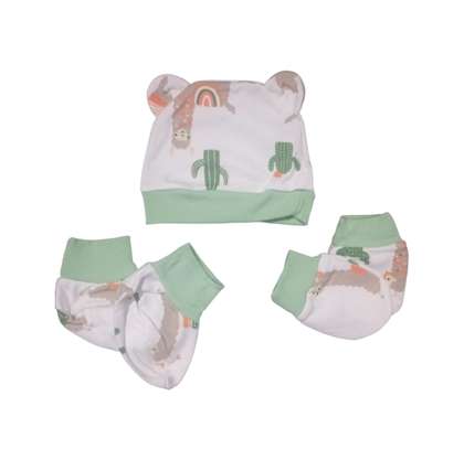 Newborn Baby Cap Mittens & Socks Set image 5