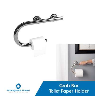 Grab bar toilet paper holder image 1