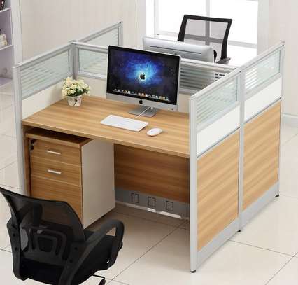 Simple Design 2-Person Wooden Partition Office Table image 4