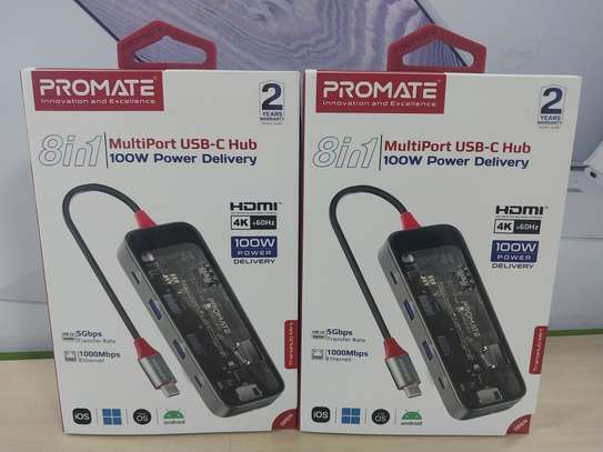 Promate TransHub-Mini 8-in 1 Transparent Ultra-Fast Multipor image 3