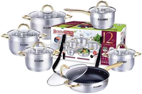 12 pcs bominox stainless steel cookware set image 1