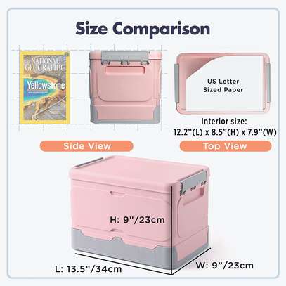 Foldable storage box home organizer with lid - Pink image 5