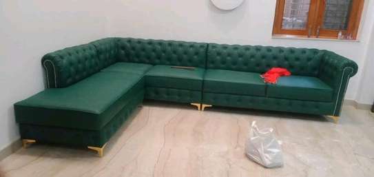 Latest green six seater chesterfield sofa image 1