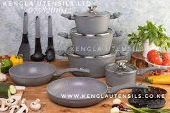 15pc Grey EDENBERG Nonstick Cookware set image 1