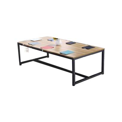 Conference tables: 2400mm meeting table with metal legs image 2