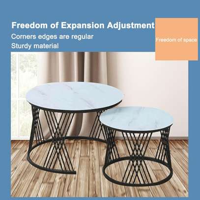Nesting Coffee Table: 2-in-1 Marble Top, Gold Frame image 5