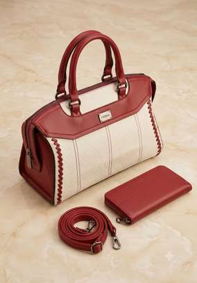 Elegant Purple Handbag Set with Wallet & Strap image 2