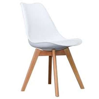 Leather Padded Eames Wooden Base Dining Chair image 4