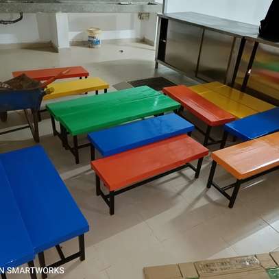 Kindergarten dinning tables with benches image 1