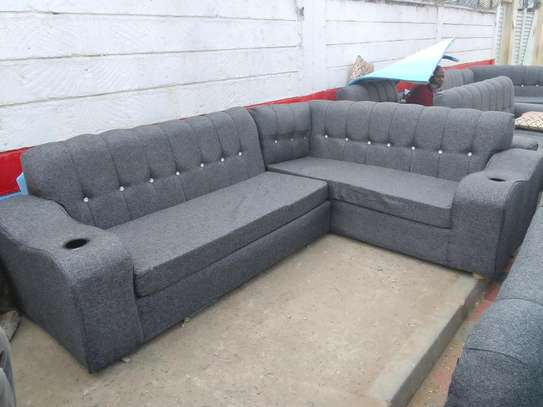 Available L-Shaped Sectional Sofa with Holding Cups image 1