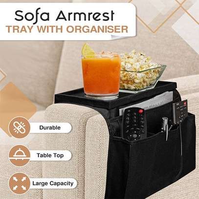 Couch arm rest organizer with top tray and pockets image 6
