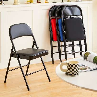 Foldable Lightweight Leather Metal Frame Office Chair image 2