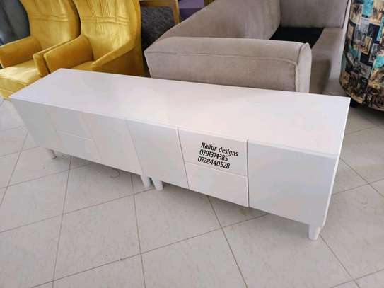 Latest white wooden tv stand design Kenya image 1