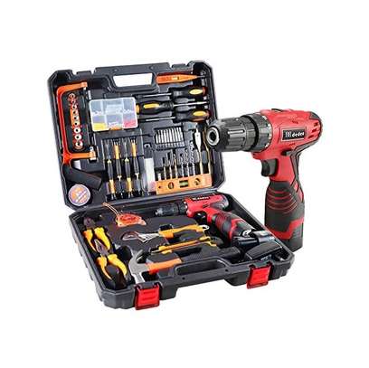 Cordless Drill Household Power Tools Set with 16.8V Lithium Driver Claw Hammer Wrenches Pliers DIY Accessories Tool Kit image 1