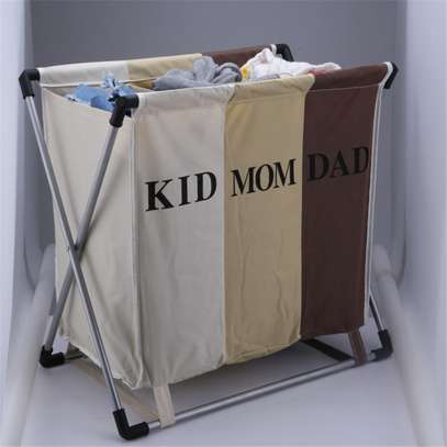 3 compartment foldable Laundry Basket image 3
