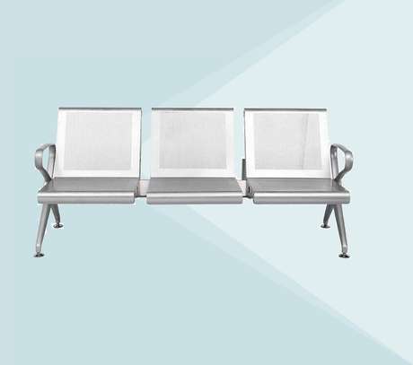3‑Seater Modern Steel Reception Office Bench image 2