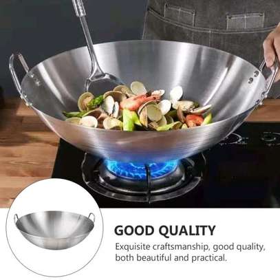 *Thickened heavy gauge aluminum wok frying pan image 2