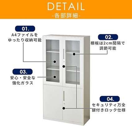 Industrial White Half Glass Steel Cabinet image 5