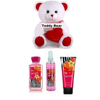 Valentine Gift Pack- Teddy Bear, Shower Gel, Lotion, Splash image 1