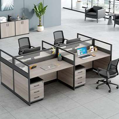 4-Person Modular Office Desk – Modern Cubicle Workstation image 3