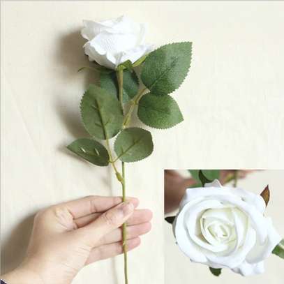 1/ 5/ 10 Pieces Artificial Silk Rose Flowers Long Branch image 1