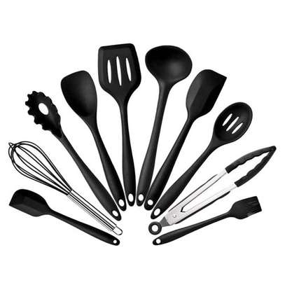 NON-STICK Silicone 10PCS Cooking Spoon Set With Firm Handle image 2
