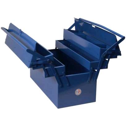 Toolbox, Raised Rase, Blue Metal, 5 Compartments image 1