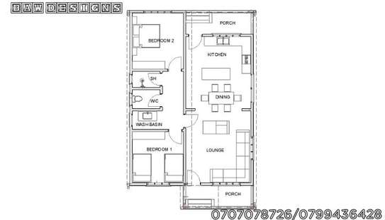 2 bedroom  with concrete gutter (house plan) image 4