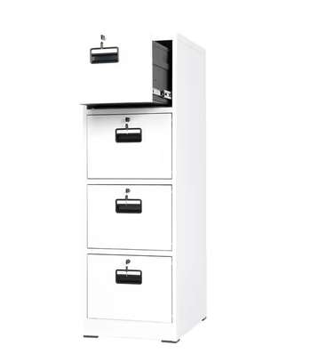 Office Cabinet: White Vertical 4 Drawer Cabinet image 2