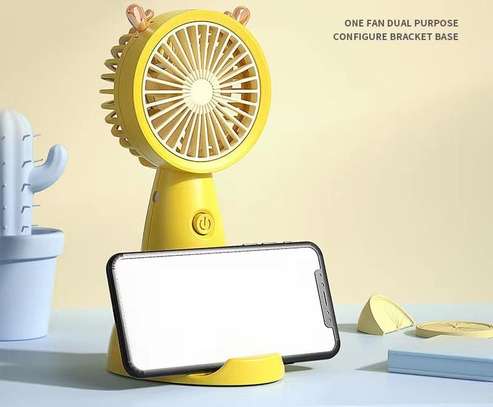 Rechargeable mini fan with stand and phone holder image 2