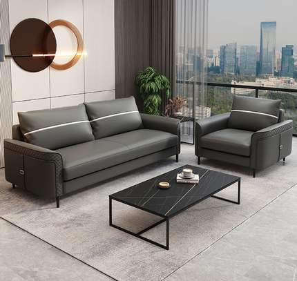 Modern Imported Leather Executive Visitor's Waiting Sofa image 9